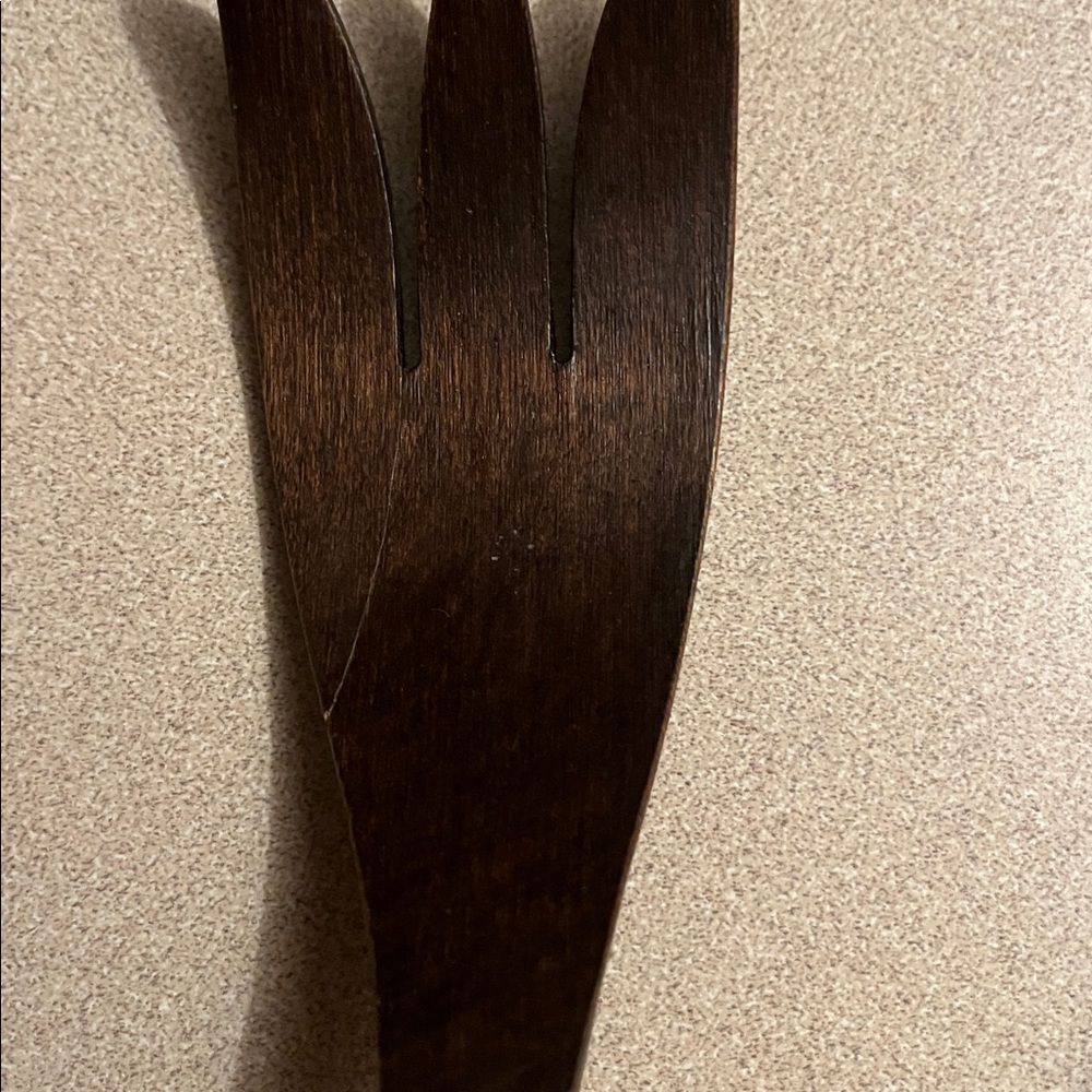 Vintage Wooden Salad Serving Set - Picture 2 of 4